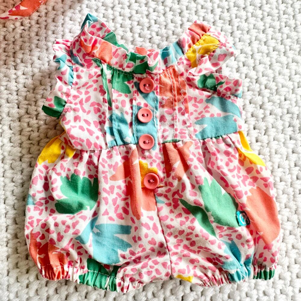 Cabbage Patch Kids 1988 Coleco Colorful Graphic Jungle Print Jumper Bonnet Set - Picture 3 of 8